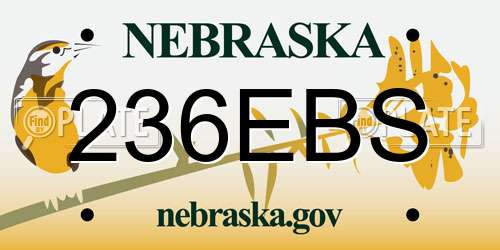 236EBS Nebraska License Plate