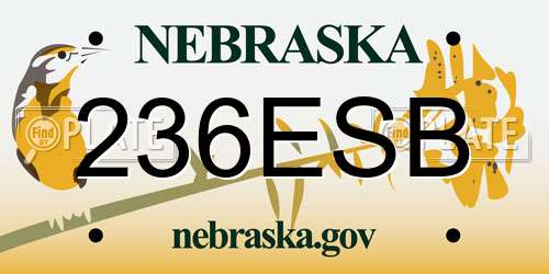 236ESB Nebraska License Plate