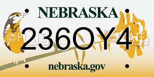 236OY4 Nebraska License Plate