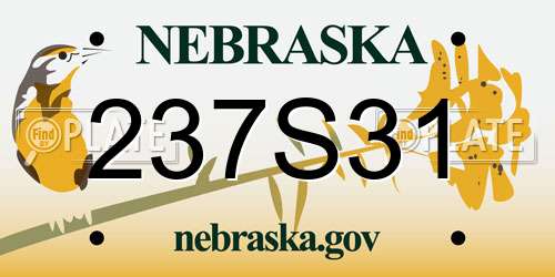 237S31 Nebraska License Plate