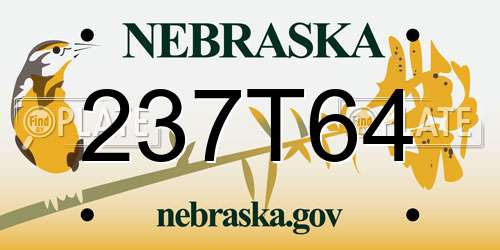 237T64 Nebraska License Plate