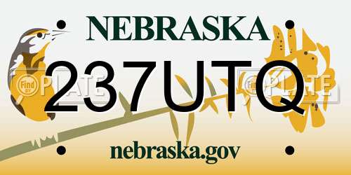 237UTQ Nebraska License Plate