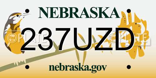 237UZD Nebraska License Plate