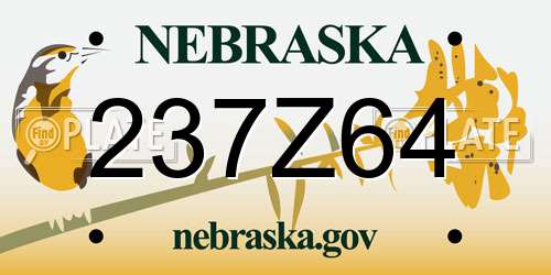 237Z64 Nebraska License Plate