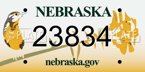 23834 Nebraska License Plate