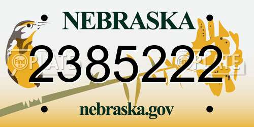 2385222 Nebraska License Plate