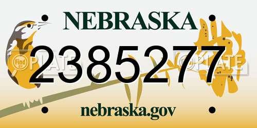 2385277 Nebraska License Plate