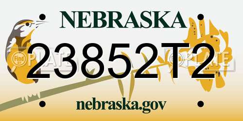 23852T2 Nebraska License Plate