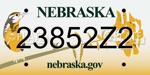 23852Z2 Nebraska License Plate