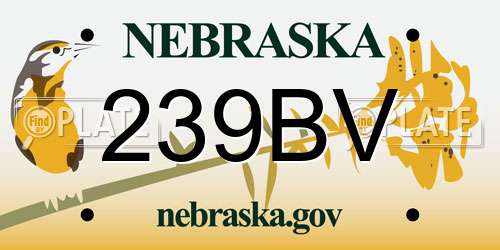 239BV Nebraska License Plate
