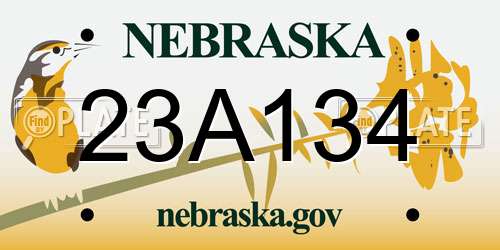 23A134 Nebraska License Plate