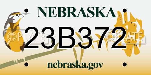 23B372 Nebraska License Plate