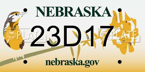23D17 Nebraska License Plate