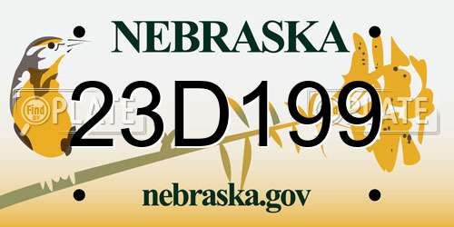 23D199 Nebraska License Plate