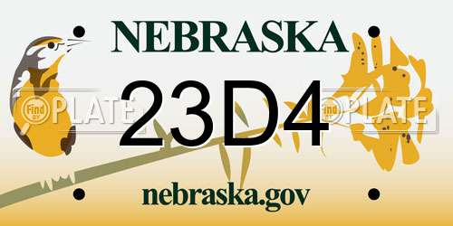 23D4 Nebraska License Plate