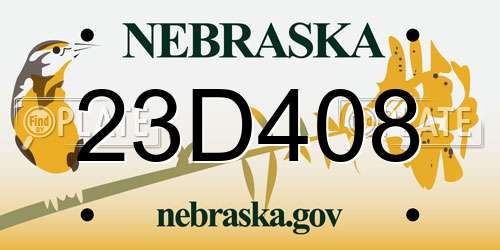 23D408 Nebraska License Plate