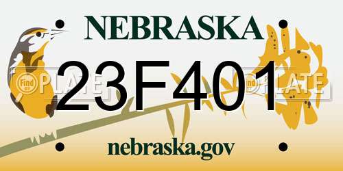 23F401 Nebraska License Plate