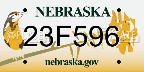 23F596 Nebraska License Plate