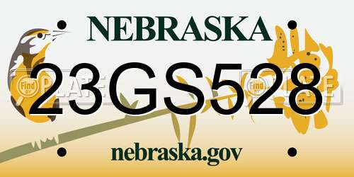 23GS528 Nebraska License Plate