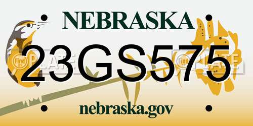23GS575 Nebraska License Plate
