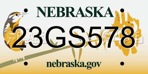 23GS578 Nebraska License Plate
