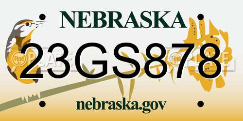 23GS878 Nebraska License Plate
