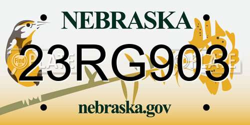 23RG903 Nebraska License Plate