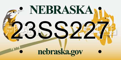 23SS227 Nebraska License Plate