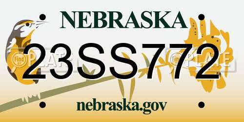 23SS772 Nebraska License Plate