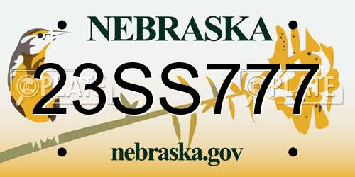 23SS777 Nebraska License Plate