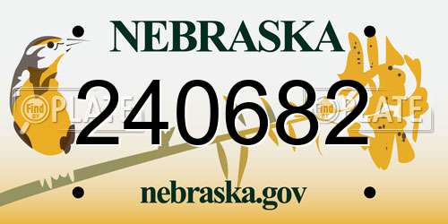 240682 Nebraska License Plate