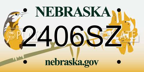 2406SZ Nebraska License Plate