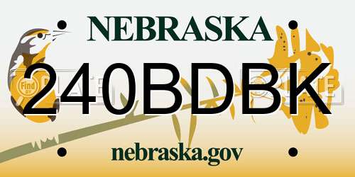 240BDBK Nebraska License Plate