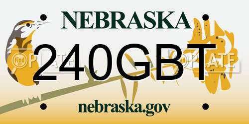 240GBT Nebraska License Plate