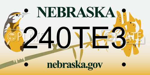 240TE3 Nebraska License Plate