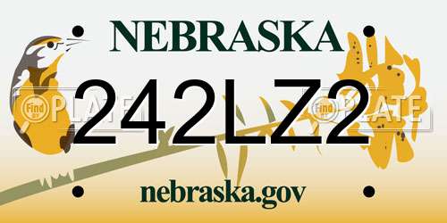 242LZ2 Nebraska License Plate
