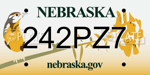 242PZ7 Nebraska License Plate