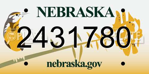 2431780 Nebraska License Plate