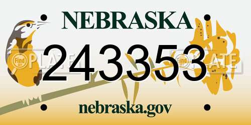 243353 Nebraska License Plate