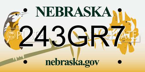243GR7 Nebraska License Plate