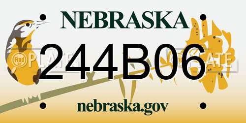 244B06 Nebraska License Plate