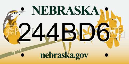 244BD6 Nebraska License Plate