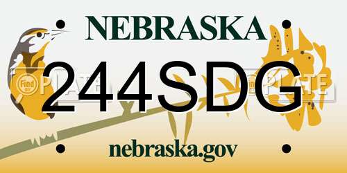 244SDG Nebraska License Plate