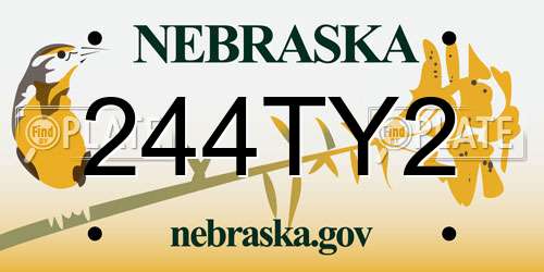 244TY2 Nebraska License Plate