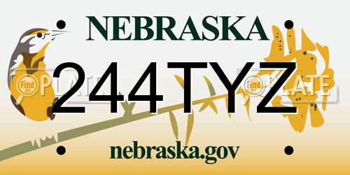 244TYZ Nebraska License Plate