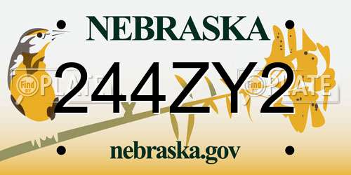 244ZY2 Nebraska License Plate