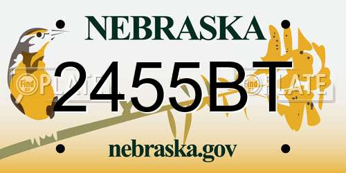 2455BT Nebraska License Plate