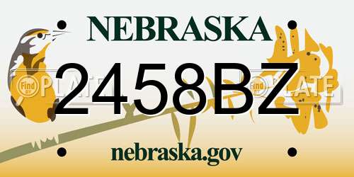 2458BZ Nebraska License Plate