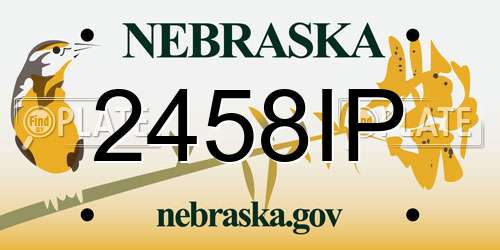 2458IP Nebraska License Plate