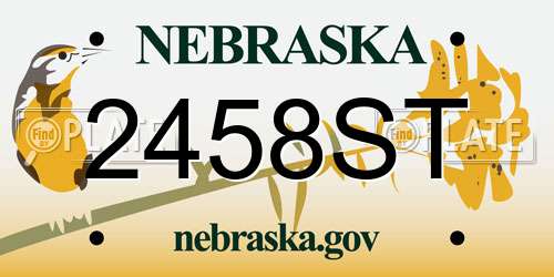 2458ST Nebraska License Plate
